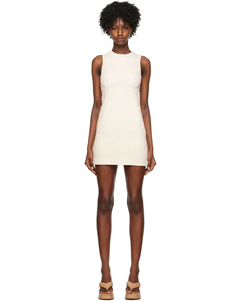ROTATE Birger Christensen Off-White Round Neck Midi Dress 11-0103