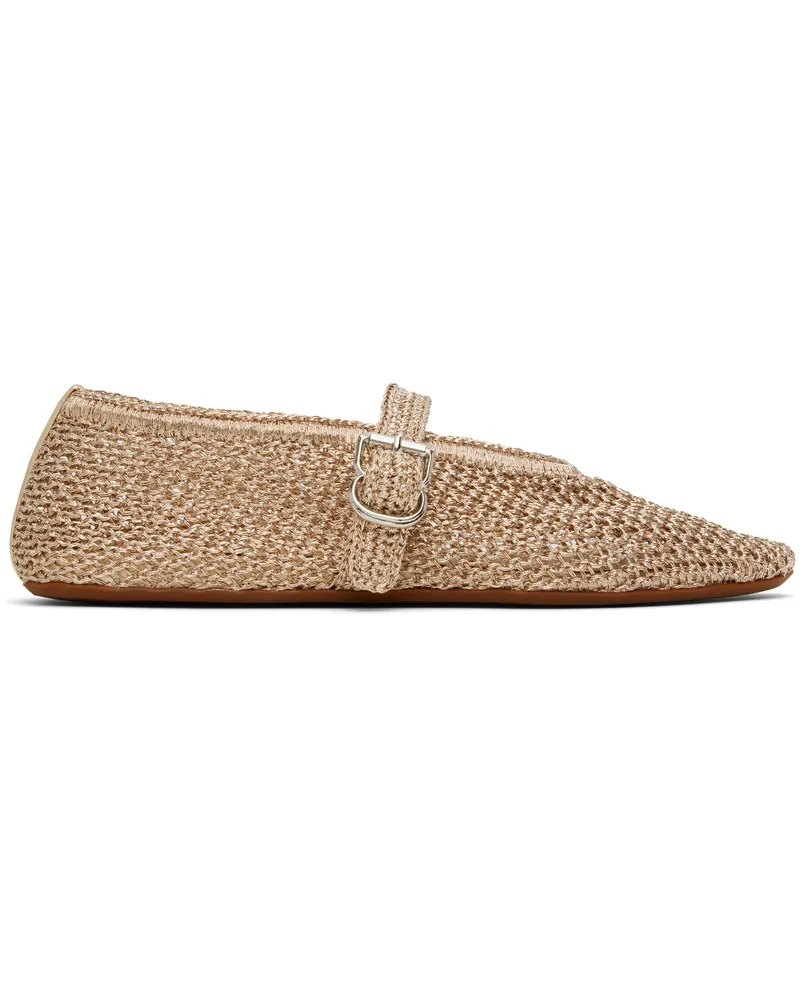 Alaïa Gold Open Knit Ballerina Flats 225