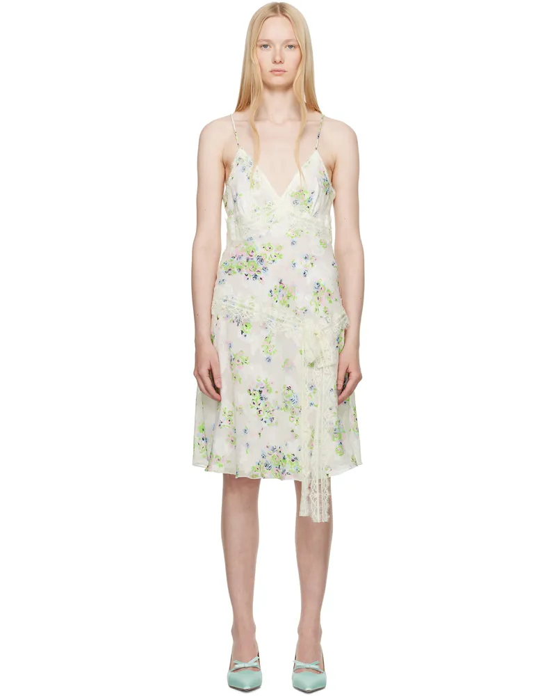 Anna Sui Off-White Rosies Posies Chiffon Romantic Lace Slip Dress Baby
