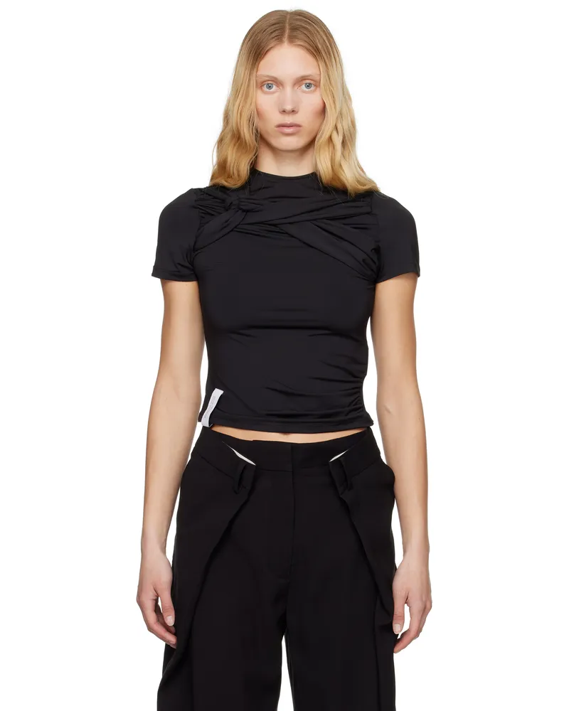 Rokh Black Twisted Knot Half Sleeve T-shirt Pm