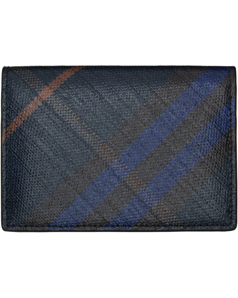Burberry Navy Check Folding Card Holder Midnight