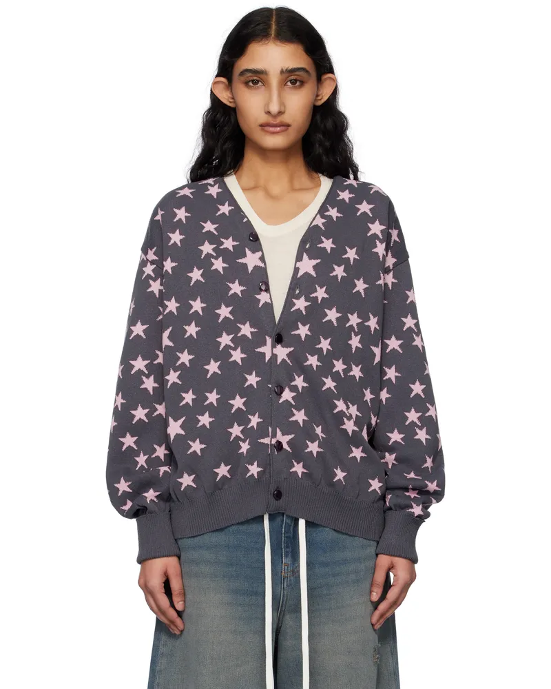 NEEDLES Gray & Pink V-Neck Cardigan B-charcoal