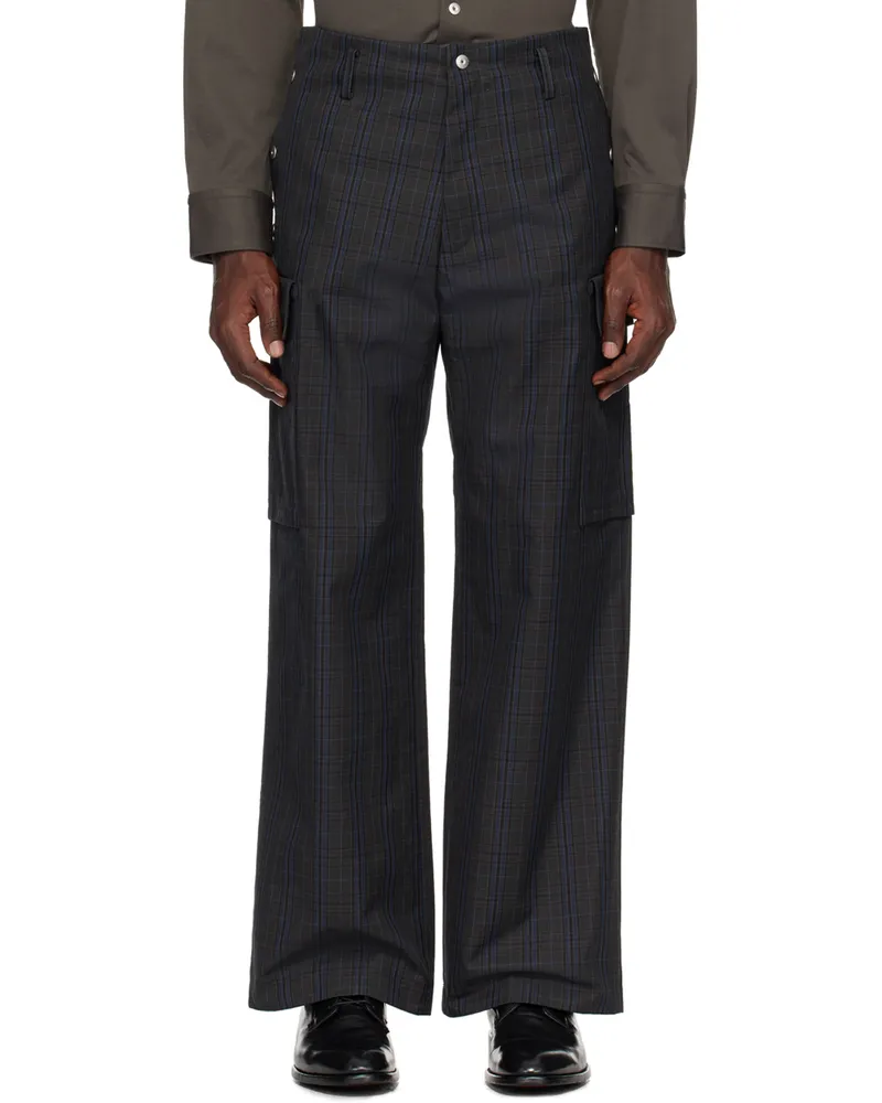 Omar Afridi Gray & Blue Barnet Cargo Pants Tecno