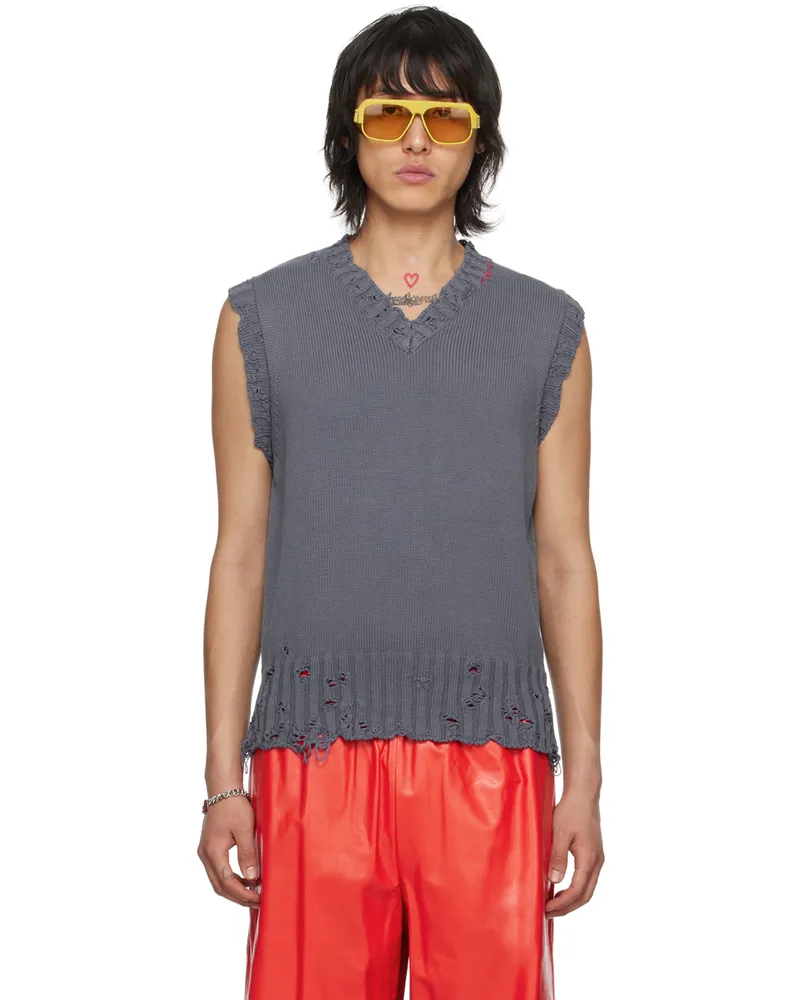 Marni Blue Distressed Vest 00b72