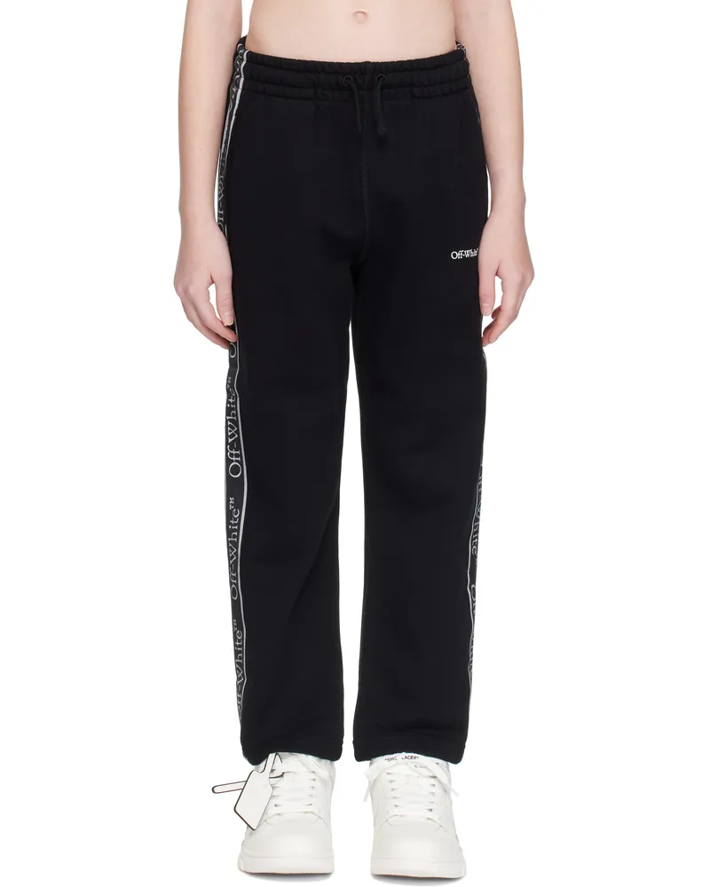 OFF-WHITE Kids Black Bookish Logo Band Sweatpants Black