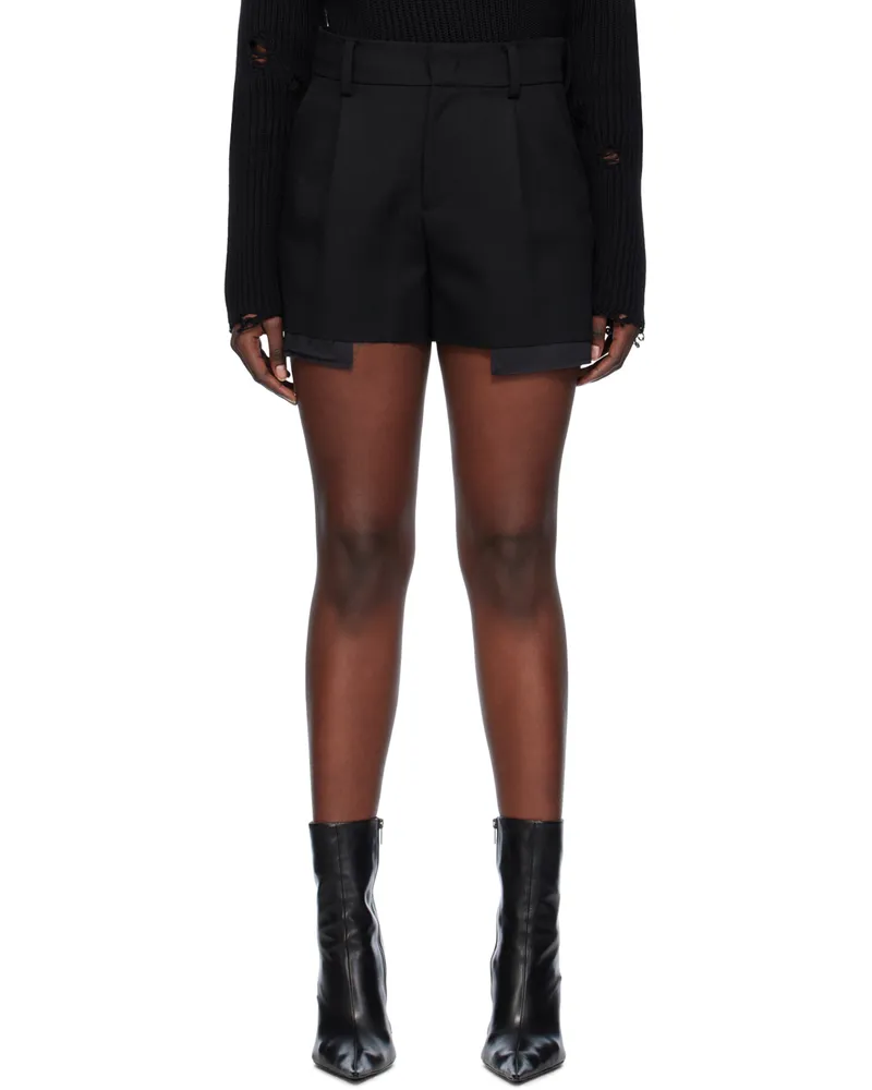 WE 11 DONE Black Layered Shorts Black
