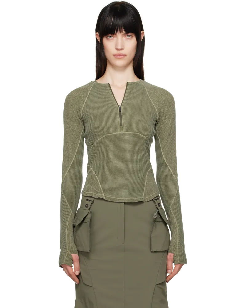 Hyein Seo Khaki Half-Zip Raglan T-shirt Khaki