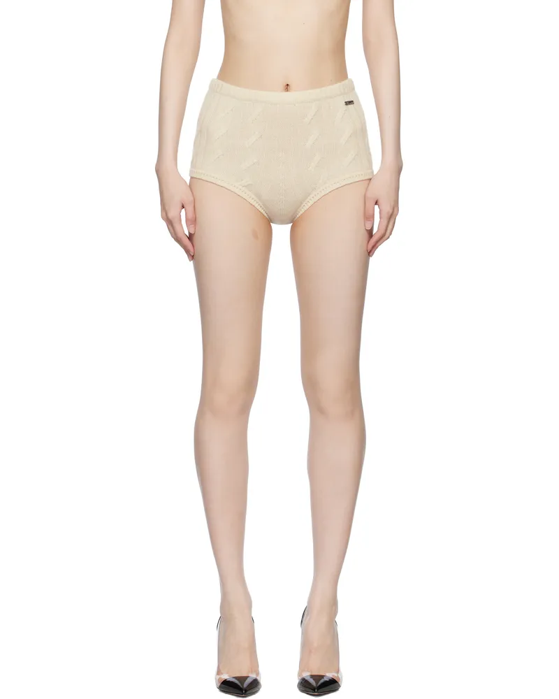 Blumarine Off-White Braid Cable Knit Shorts N0813