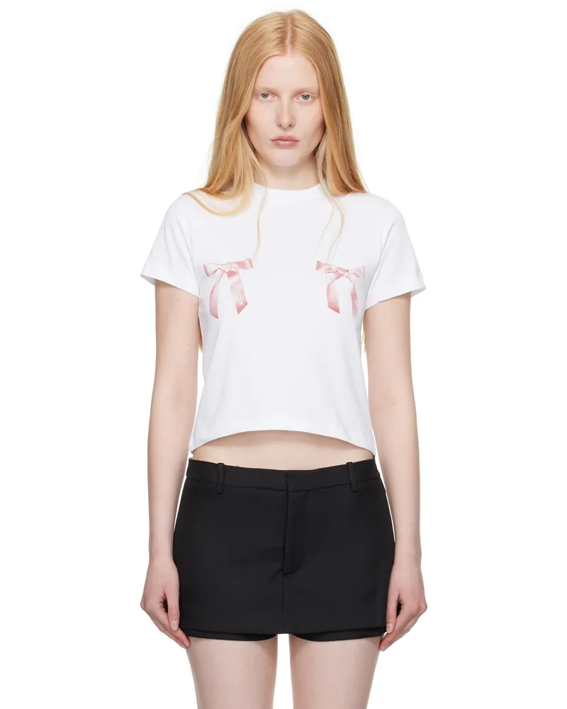 Sandy Liang White Bow Ame T-Shirt White