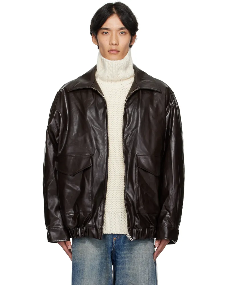 Maison Margiela Burgundy Sports Faux-Leather Jacket 144