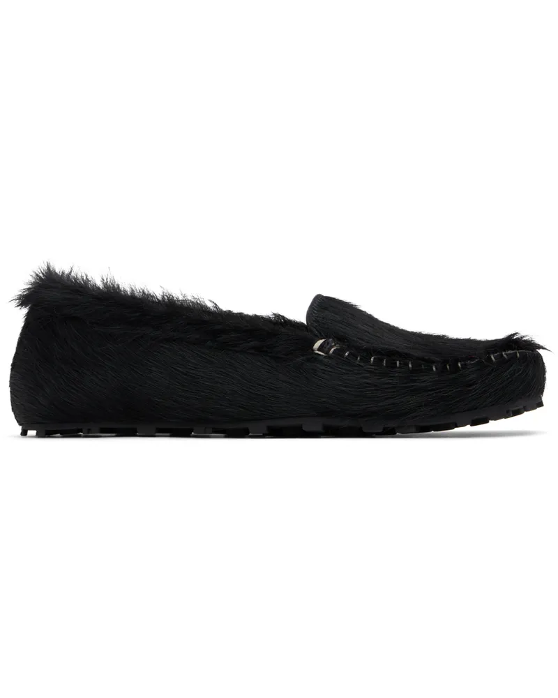 Marni Black Calf-Hair Moc Loafers 00n99