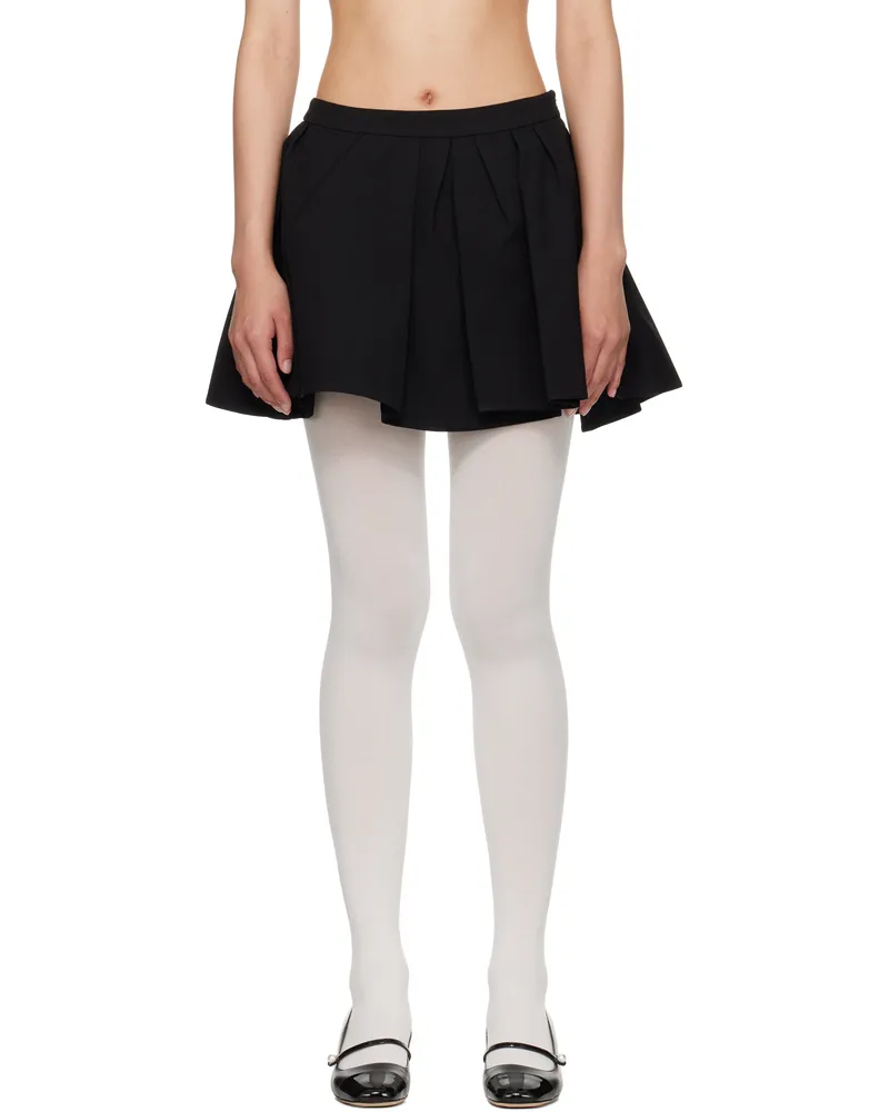 SHUSHU/TONG Black Irregular Pleated Miniskirt Ba100