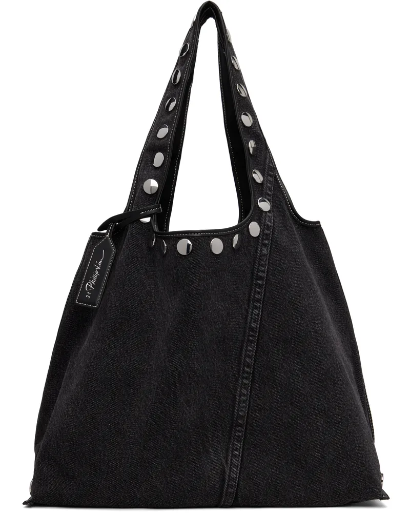 3.1 phillip lim Black Denim Market Studs Tote Washed