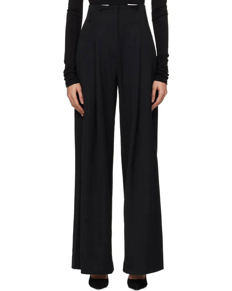 St. Agni Black Paperbag Waist Trousers Black