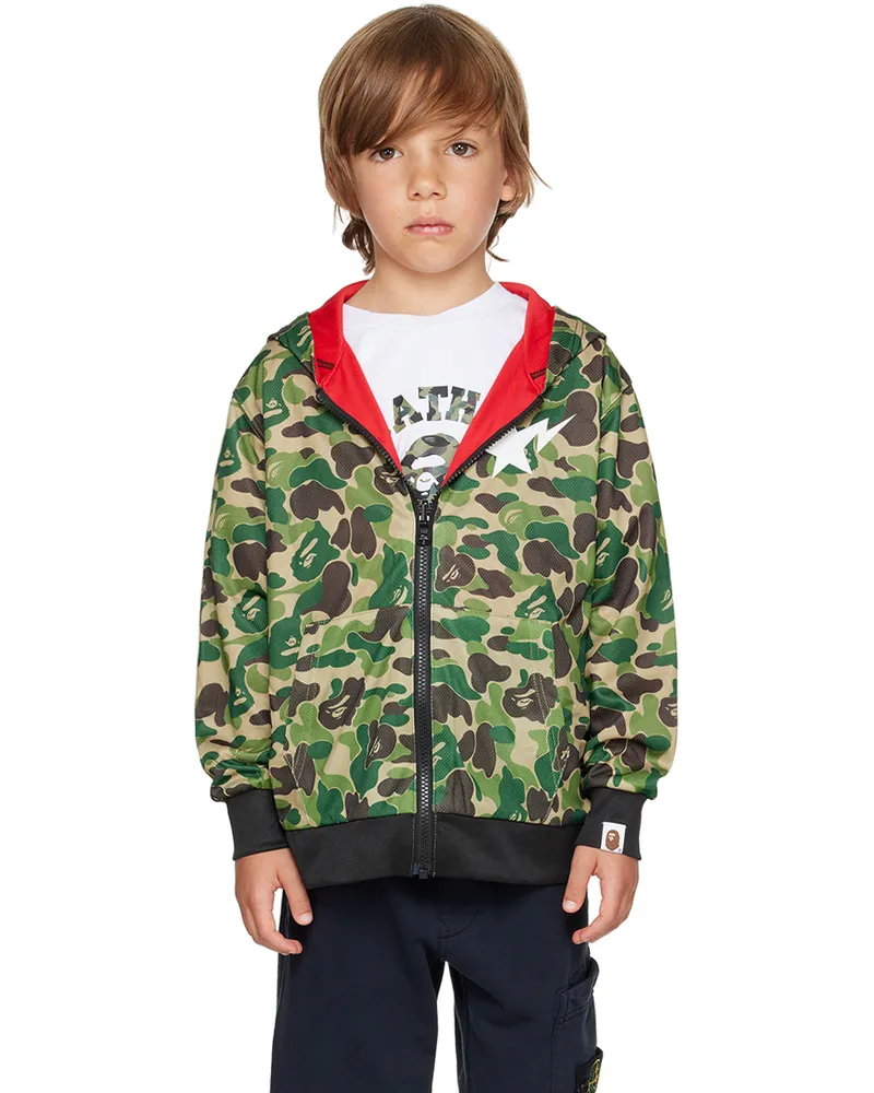 BAPE Kids Green ABC Camo Reversible Hoodie Green