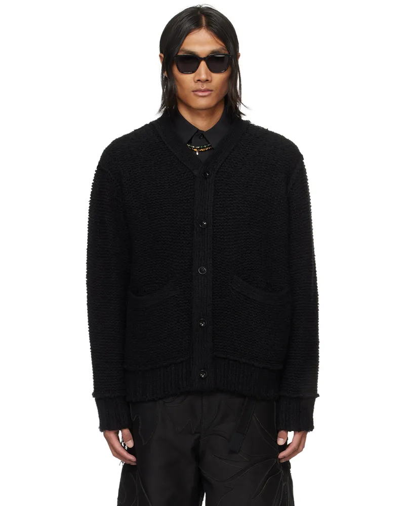 Sacai Black Loose Thread Cardigan 001