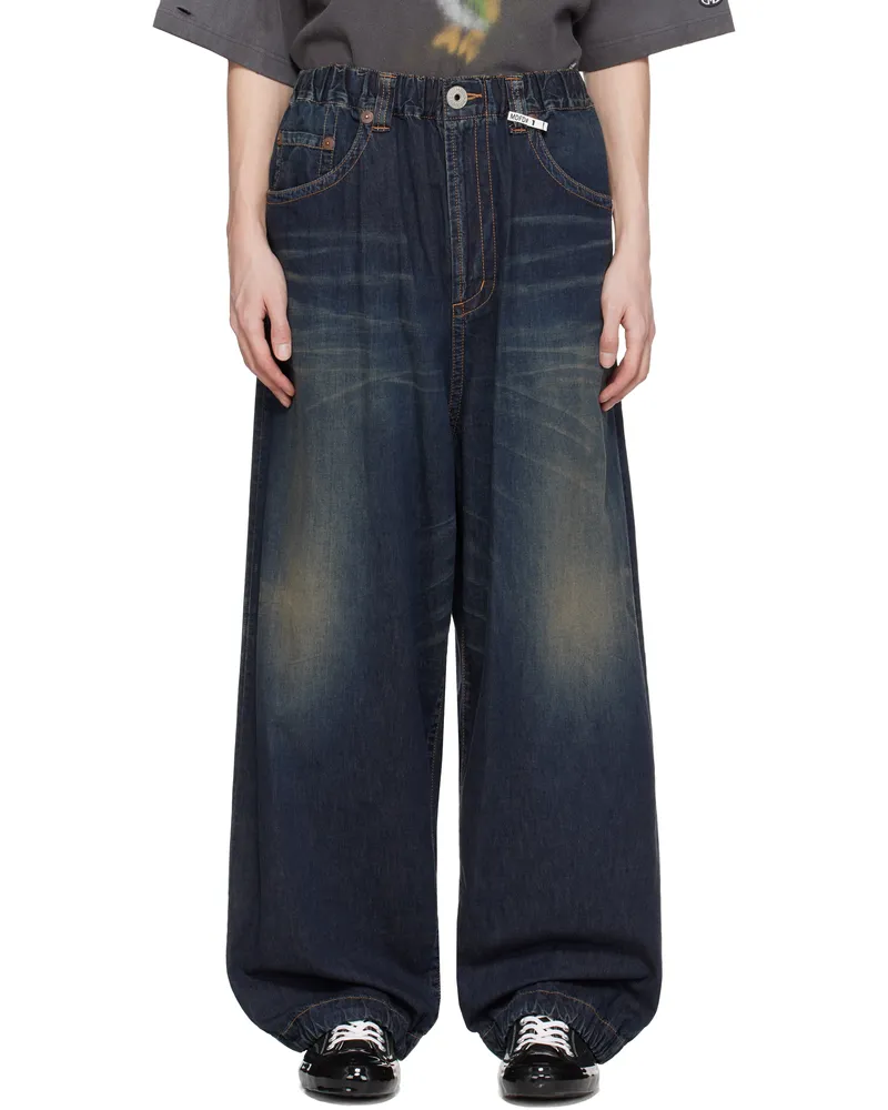 MIHARAYASUHIRO Navy Light Denim Wide Jeans Indigo