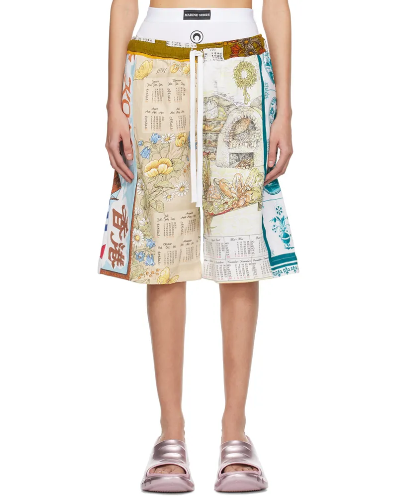 Marine Serre Multicolor Regenerated Household Linen Calendar Shorts Mu00