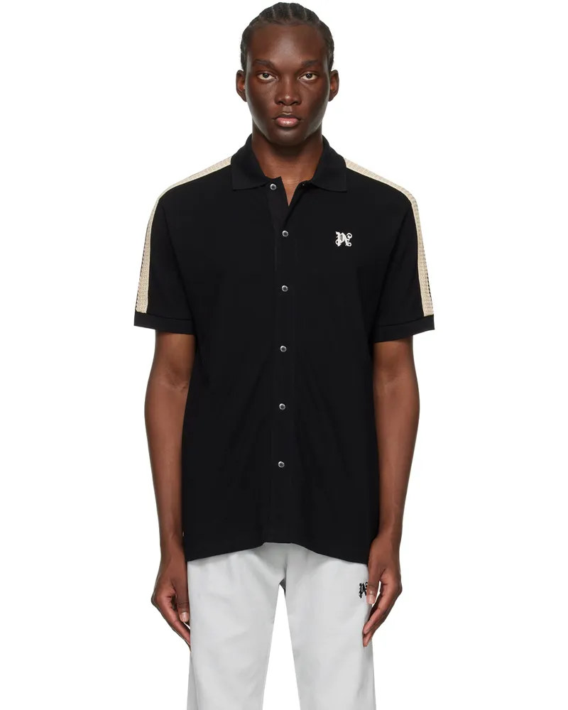 Palm Angels Black Monogram Track Polo Black