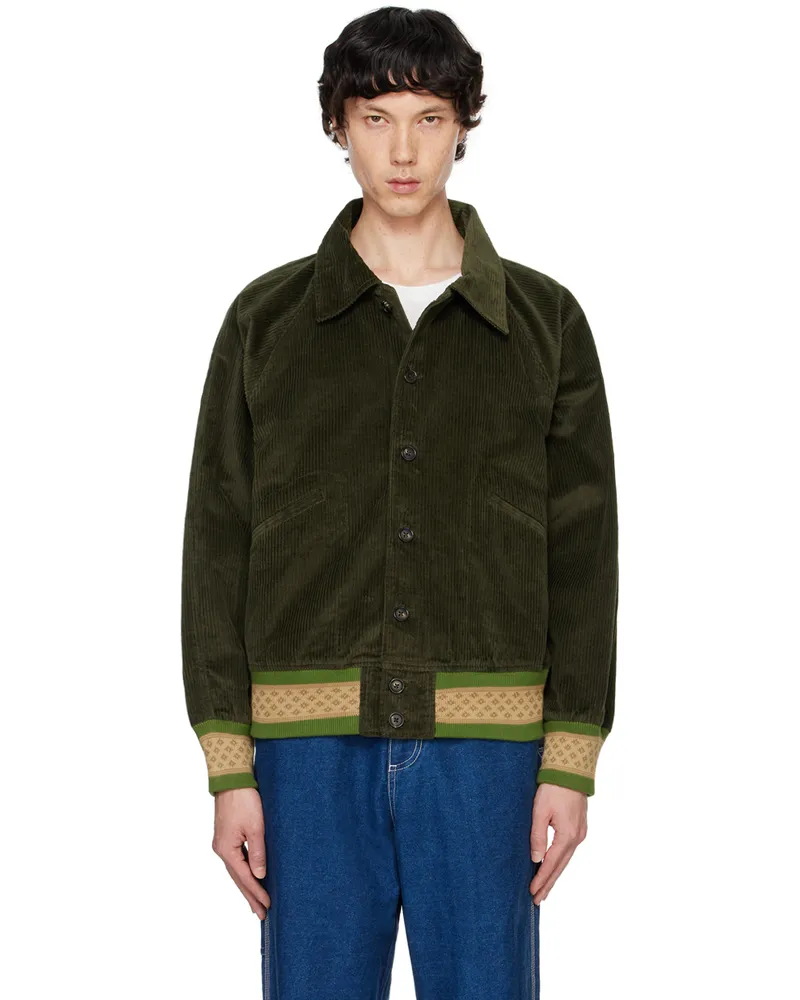 BODE Khaki Peerie Rib Banbury Bomber Jacket Green