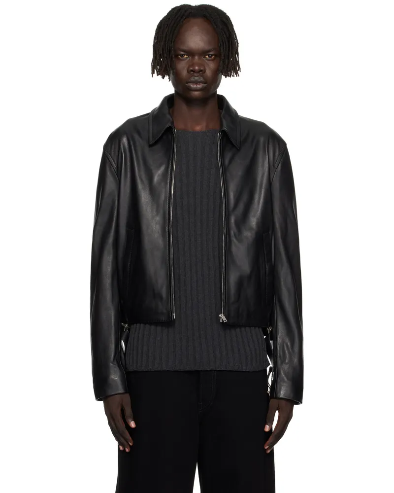 Acne Studios Black Belted Leather Jacket 900