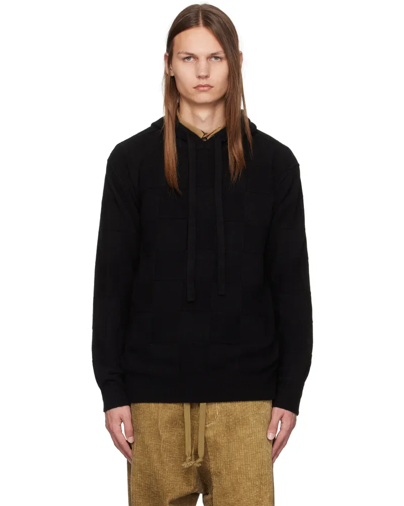 Uma Wang Black Check Hoodie Uw900
