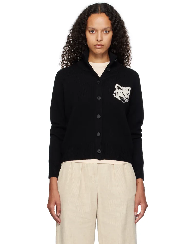 Kitsuné Black Fox Head Intarsia High Neck Cardigan P199