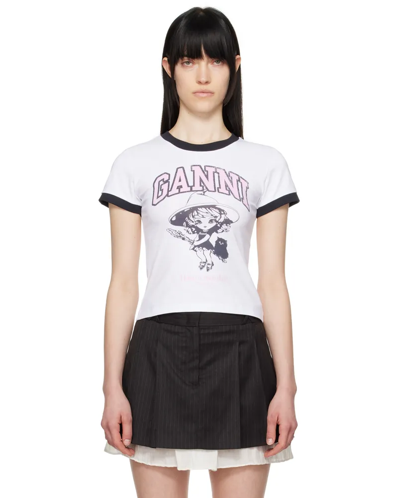 Ganni White Basic Jersey Witch Small T-shirt 151