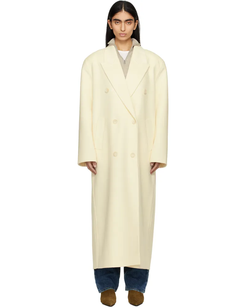 FRANKIE Shop Off-White Gaia Double Breasted Coat Ivory