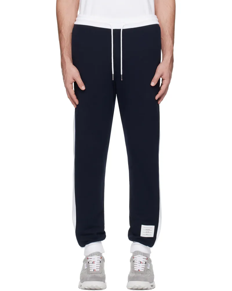 Thom Browne Navy Classic Bar Jersey Loopback Sweatpants 415