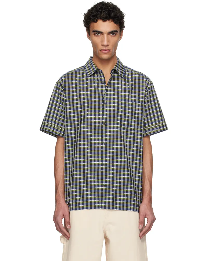 A.P.C. Green & Navy Ross Short-Sleeve Shirt Kaa