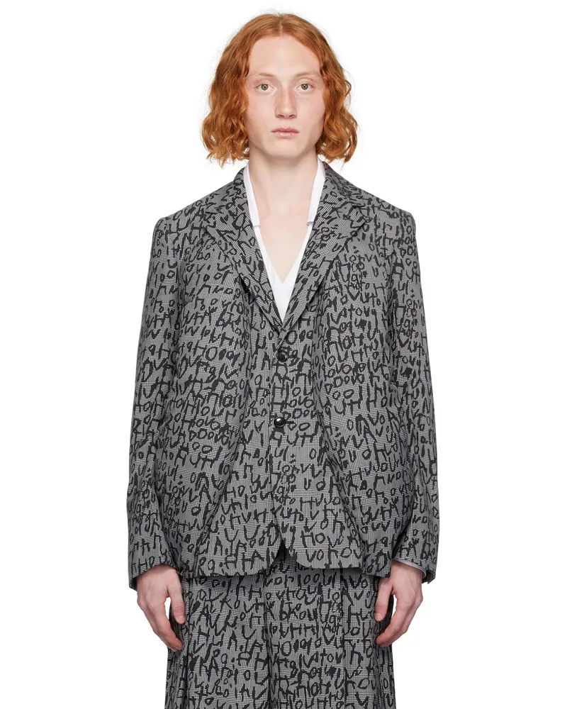 Comme des Garçons Gray Glen Check Blazer Blk