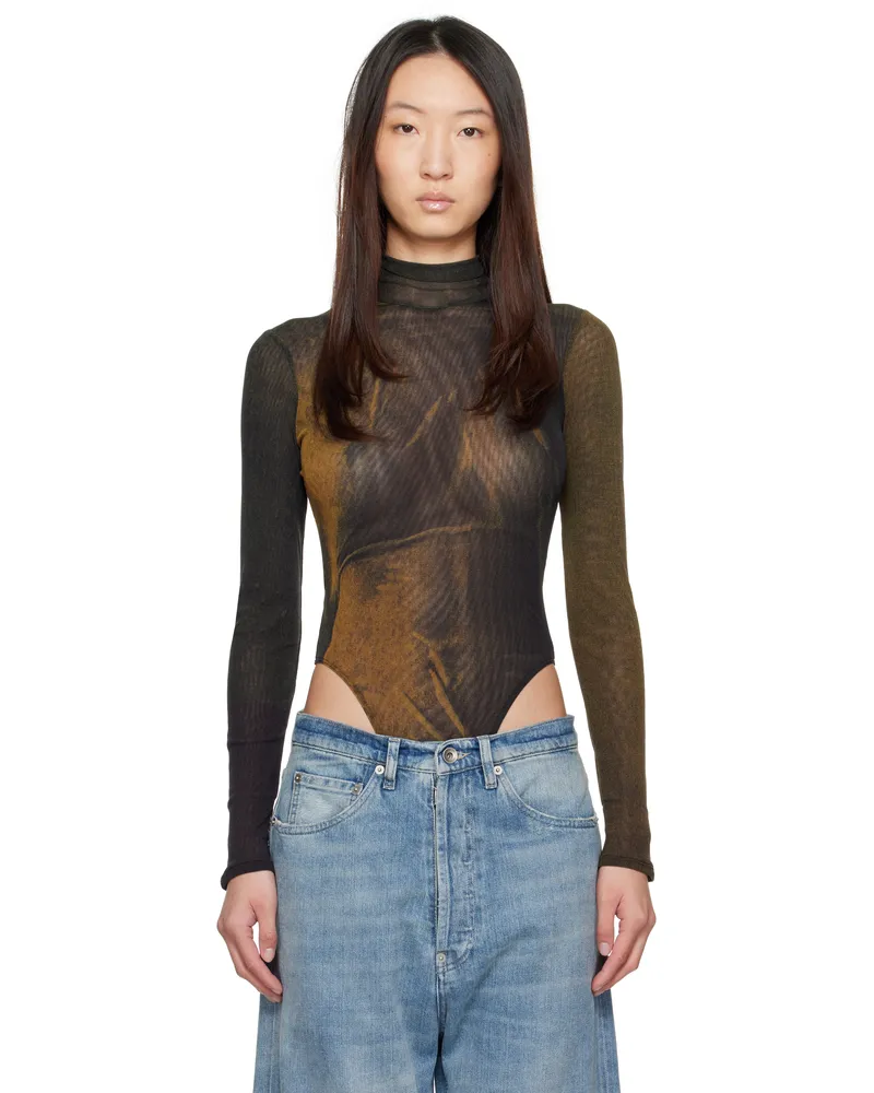 Jean Paul Gaultier SSENSE Exclusive Green High Neck Printed Acid Water Bodysuit 4812