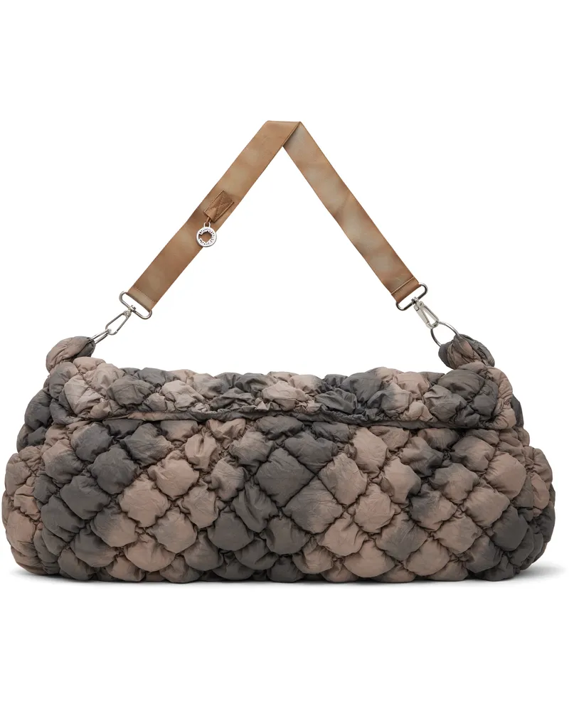 Charlie Constantinou Brown Expandable Quilted Messenger Bag Dark