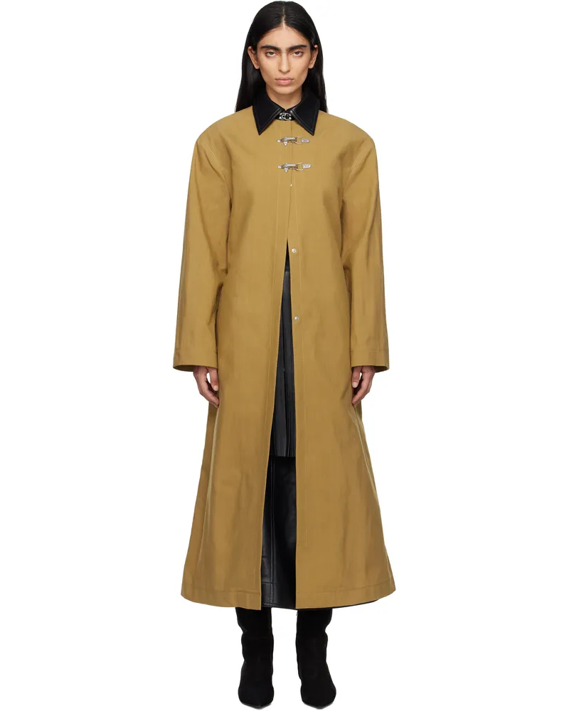 Nanushka Khaki Zofia Coat Ylw