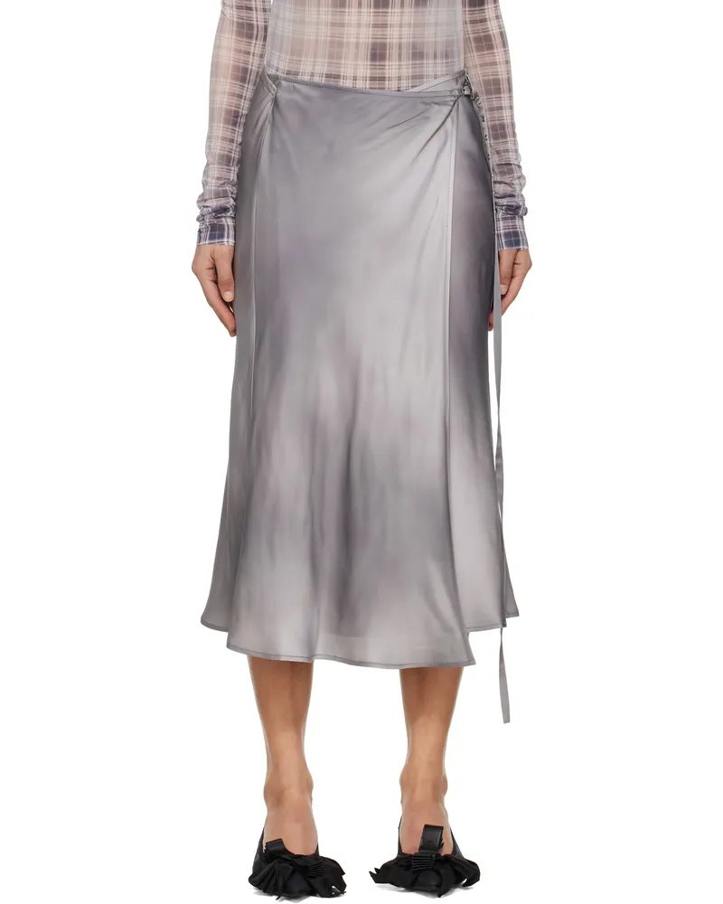 Acne Studios Gray Satin Wrap Midi Skirt Bq9