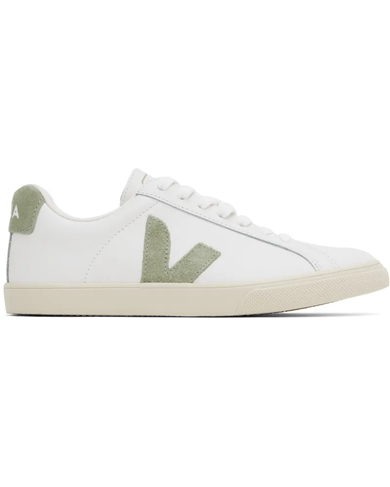 VEJA White & Green Esplar Leather Sneakers Xtra