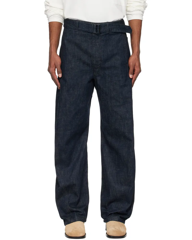 Christophe Lemaire Indigo Twisted Belted Jeans Bl760
