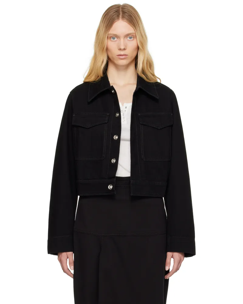 Christophe Lemaire Black Two Pocket Cropped Denim Jacket Bk999