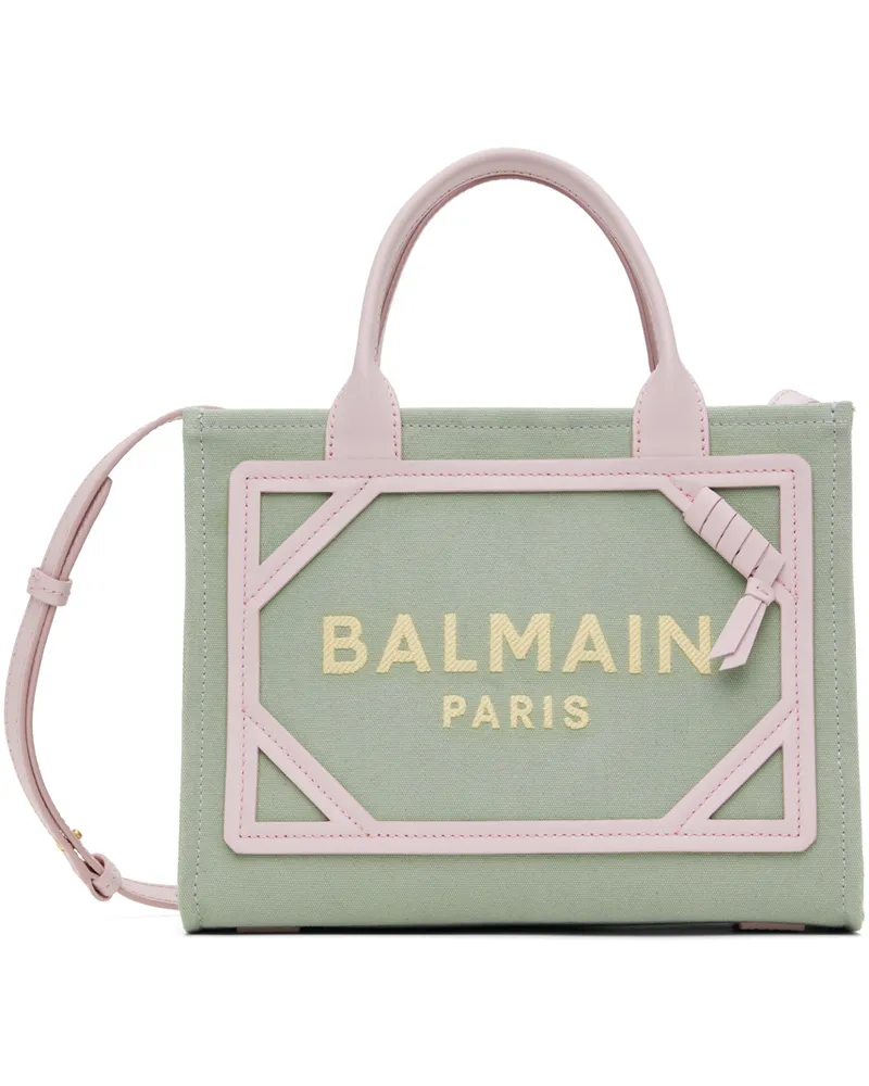 Balmain Green & Pink B-Army Small Canvas & Leather Bag Ujr