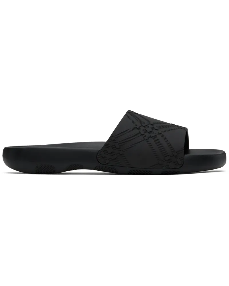 Burberry Black Embossed Check Dive Pool Slides Black