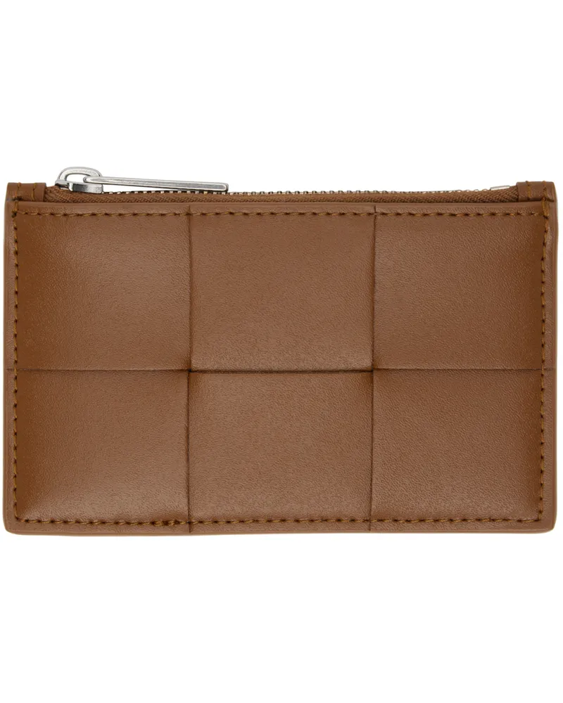 Bottega Veneta Brown & Navy Cassette Zippered Card Holder 2592