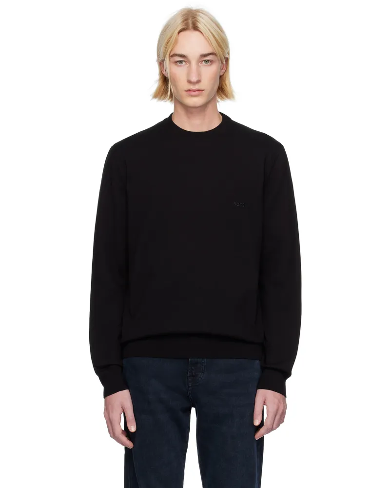 HUGO BOSS Black Logo-Embroidered Sweater 001-black
