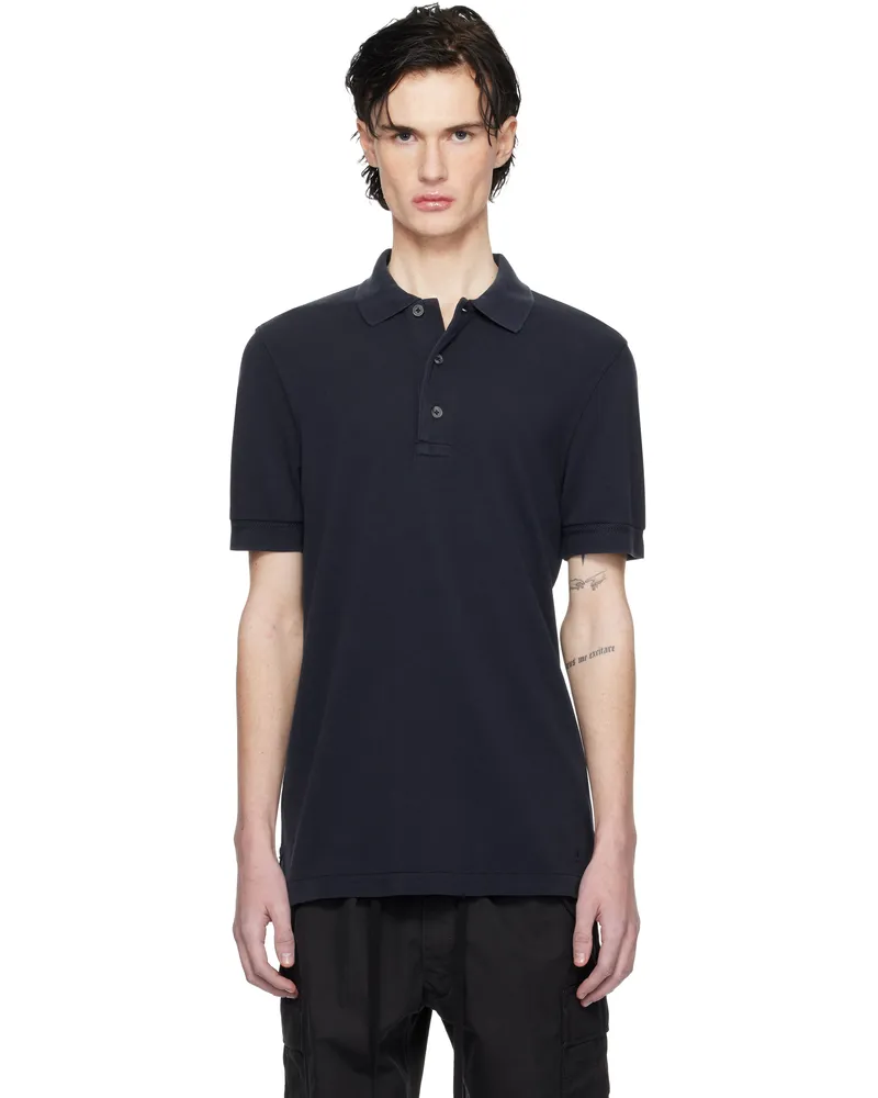 Tom Ford Navy Three-Button Polo Ink