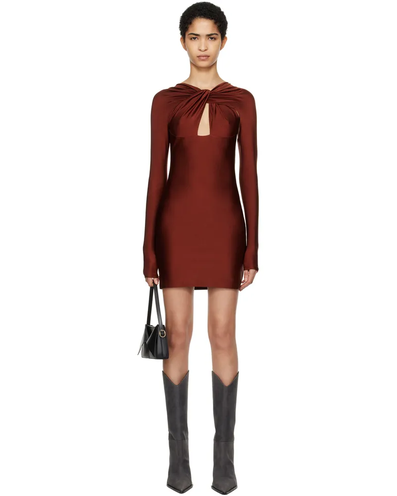 COPERNI Burgundy Twisted Cut-Out Jersey Minidress Red