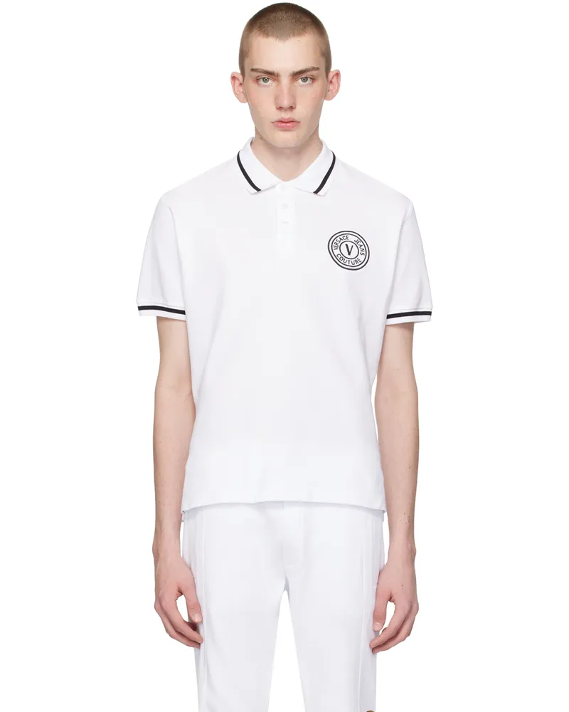 Versace Jeans White Embroidered Polo E003