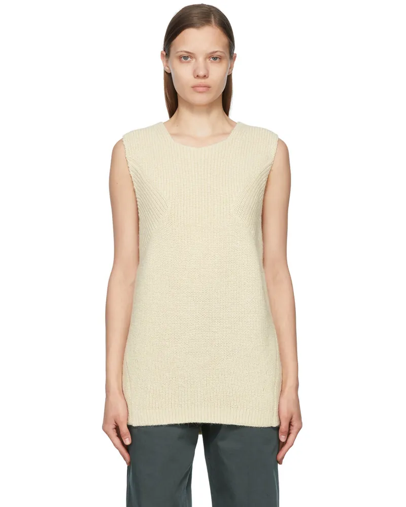 CAES Off-White Alpaca Vest Wool