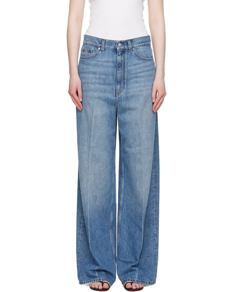 Stella McCartney Blue Faded Wide-Leg High-Rise Jeans 4153