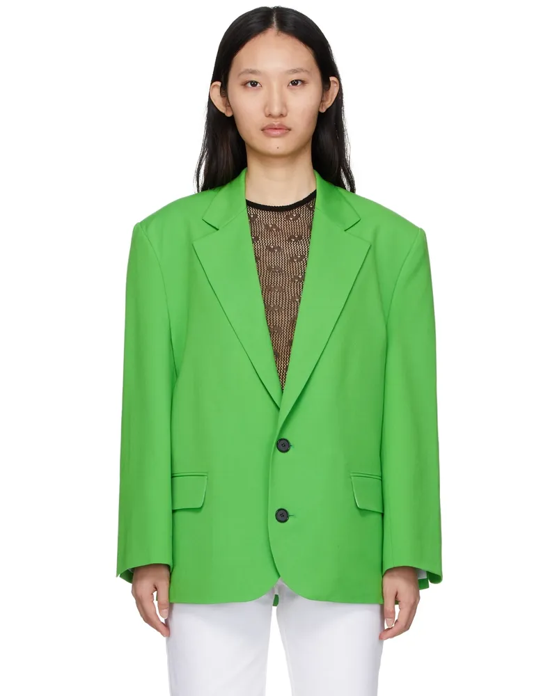 BONBOM Green Double Button Blazer Green