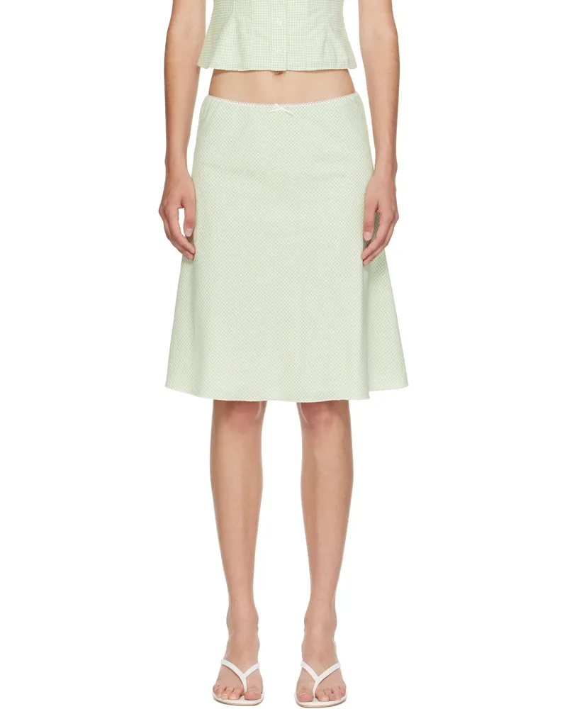 GUIZIO Green Gingham Paloma Midi Skirt Green